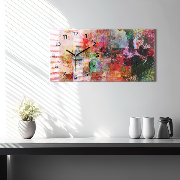 Horizontal wall clock Abstract composition