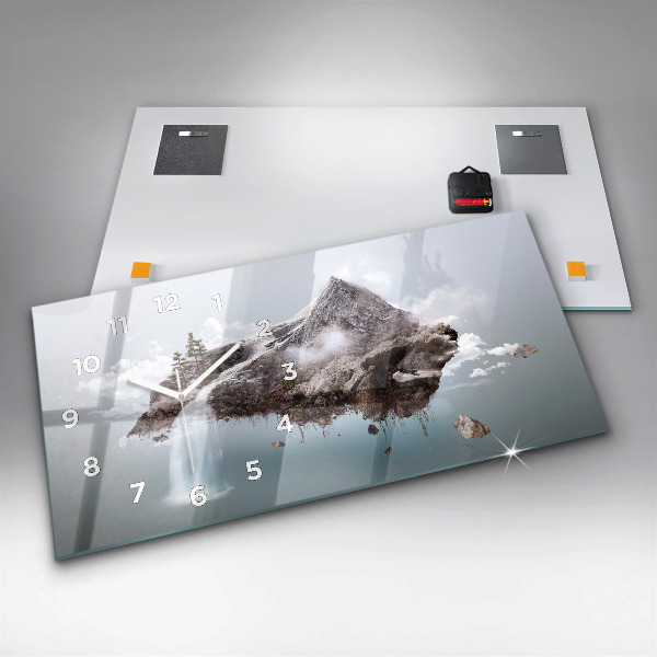 Horizontal wall clock Flying Island Waterfall