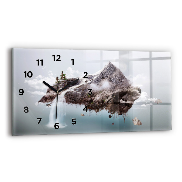 Horizontal wall clock Flying Island Waterfall