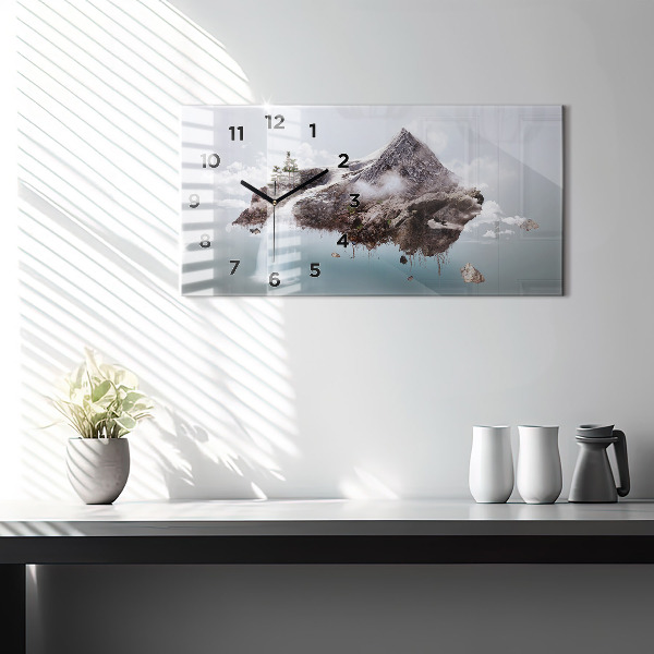 Horizontal wall clock Flying Island Waterfall