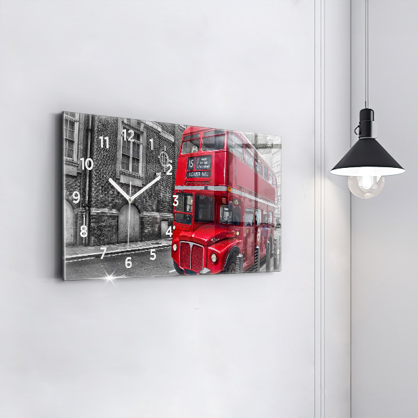 Horizontal wall clock Red double-decker bus