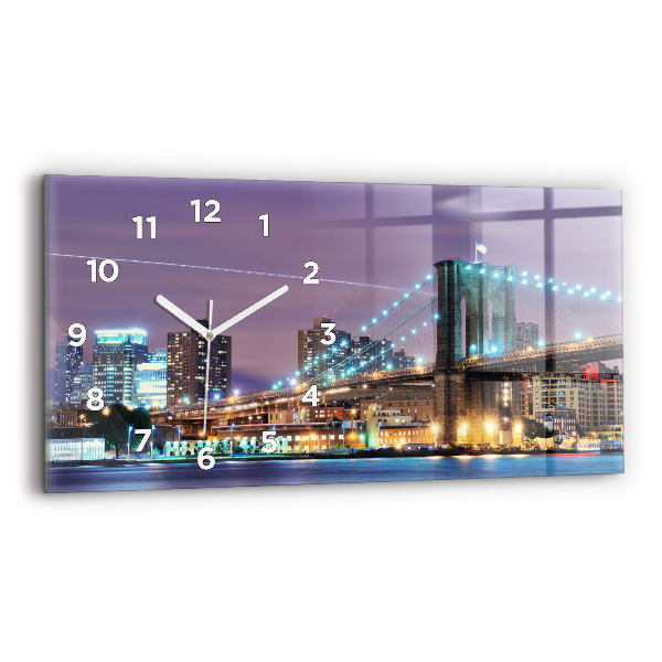 Horizontal wall clock Brooklyn Bridge and East River