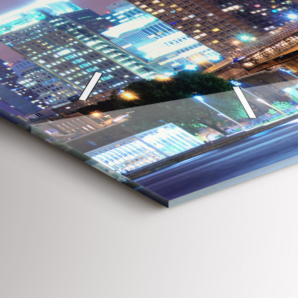 Horizontal wall clock Brooklyn Bridge and East River