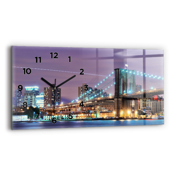 Horizontal wall clock Brooklyn Bridge and East River
