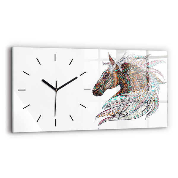 Horizontal wall clock Horse illustration