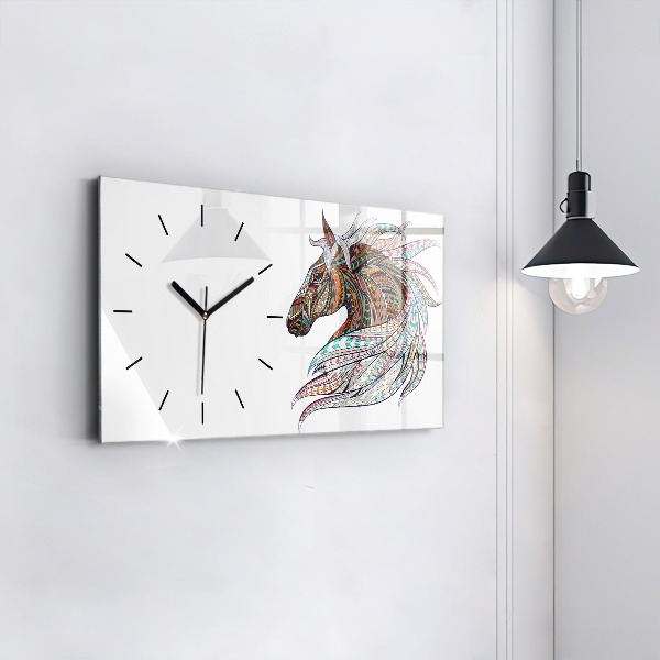 Horizontal wall clock Horse illustration