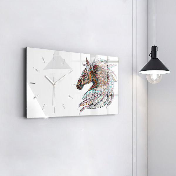 Horizontal wall clock Horse illustration