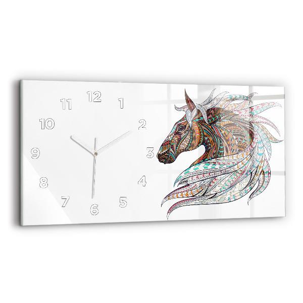 Horizontal wall clock Horse illustration