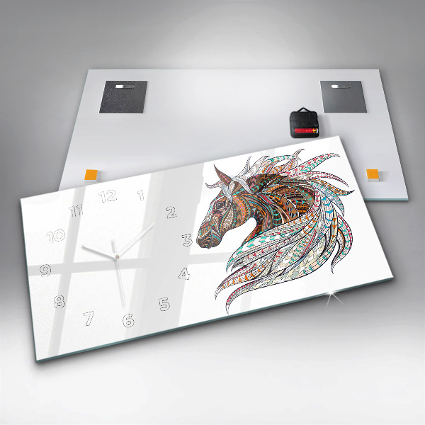Horizontal wall clock Horse illustration