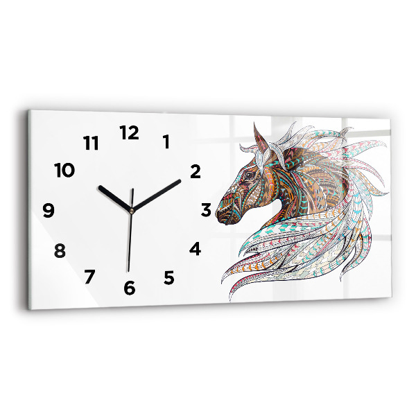 Horizontal wall clock Horse illustration