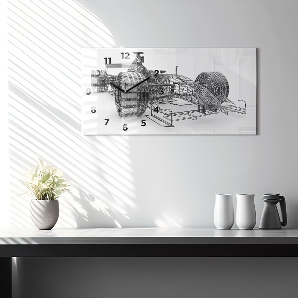Horizontal wall clock F1 car design