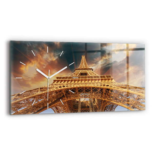 Horizontal wall clock The Eiffel Tower in the sunlight
