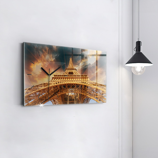 Horizontal wall clock The Eiffel Tower in the sunlight