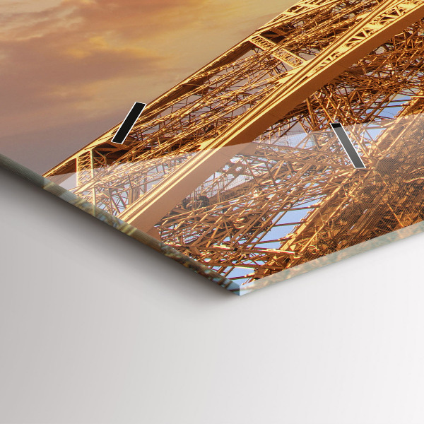 Horizontal wall clock The Eiffel Tower in the sunlight