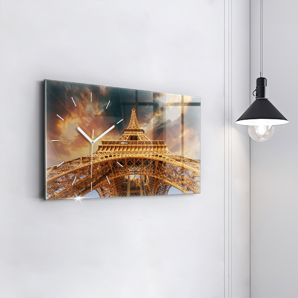 Horizontal wall clock The Eiffel Tower in the sunlight