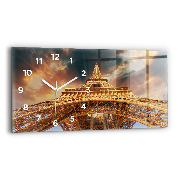 Horizontal wall clock The Eiffel Tower in the sunlight
