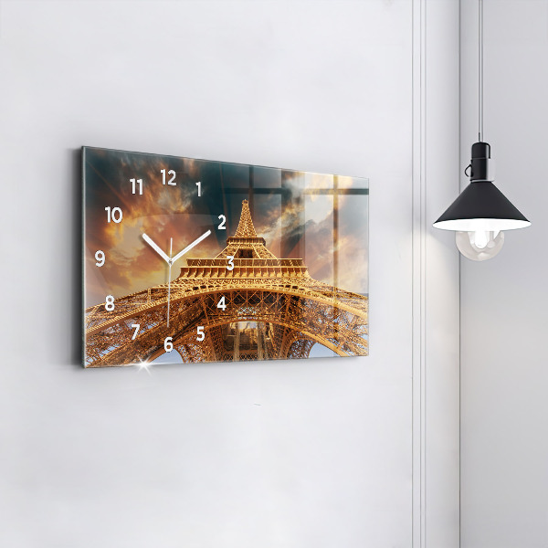 Horizontal wall clock The Eiffel Tower in the sunlight