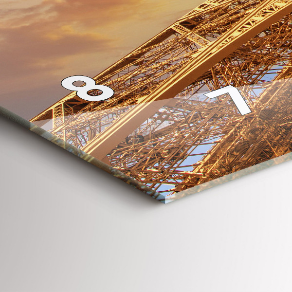 Horizontal wall clock The Eiffel Tower in the sunlight