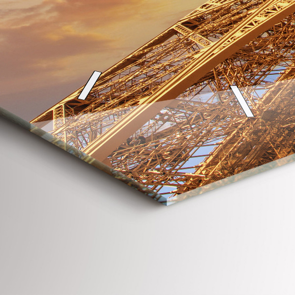 Horizontal wall clock The Eiffel Tower in the sunlight