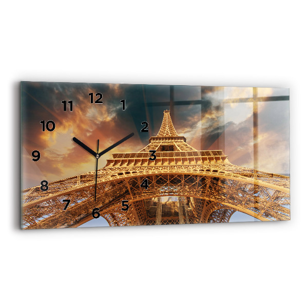 Horizontal wall clock The Eiffel Tower in the sunlight