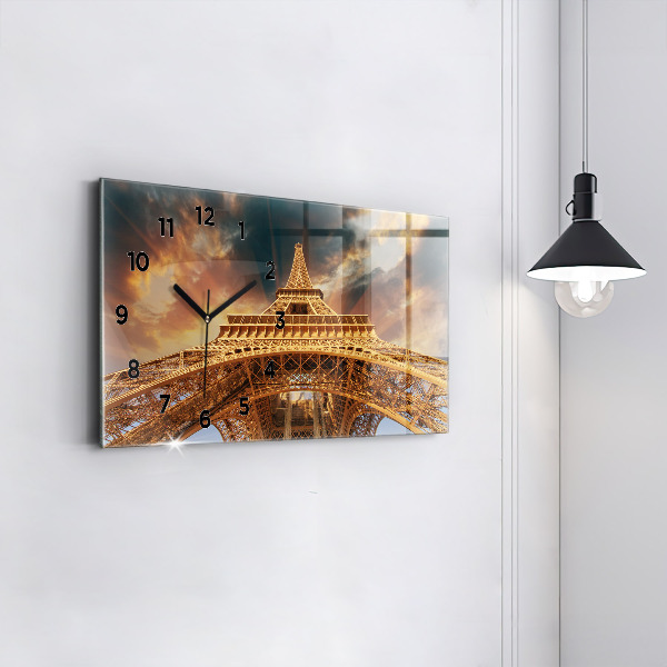 Horizontal wall clock The Eiffel Tower in the sunlight