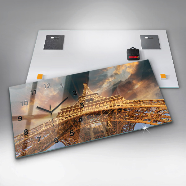 Horizontal wall clock The Eiffel Tower in the sunlight