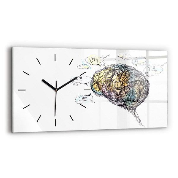 Horizontal wall clock Artistic representation of the brain