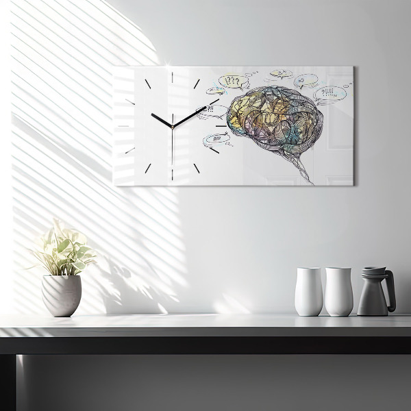 Horizontal wall clock Artistic representation of the brain