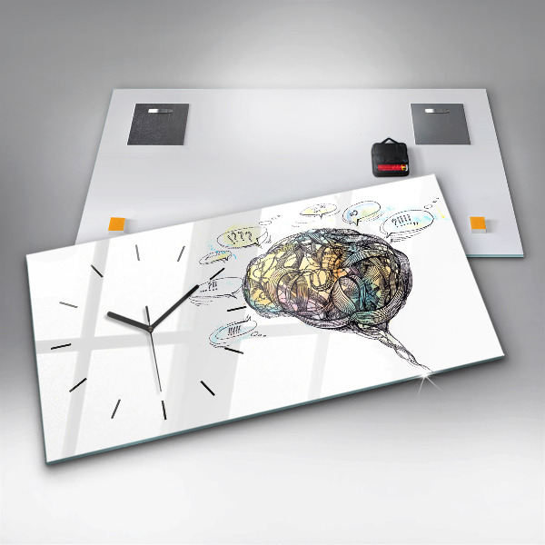 Horizontal wall clock Artistic representation of the brain
