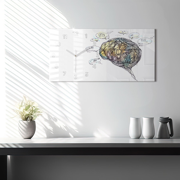 Horizontal wall clock Artistic representation of the brain