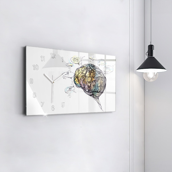 Horizontal wall clock Artistic representation of the brain