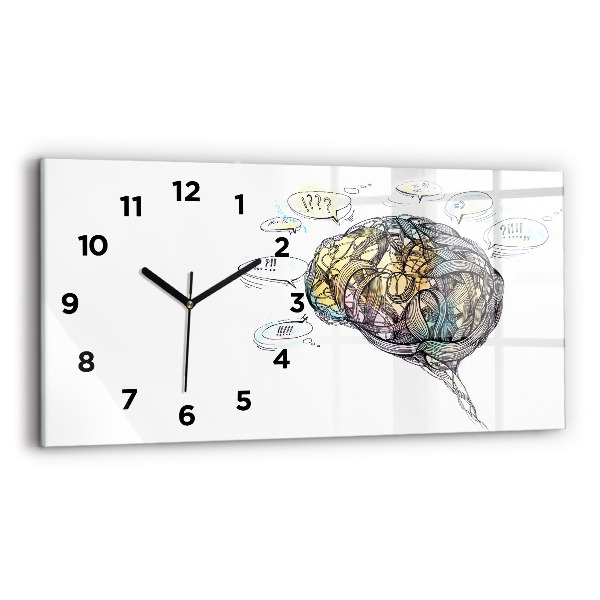 Horizontal wall clock Artistic representation of the brain