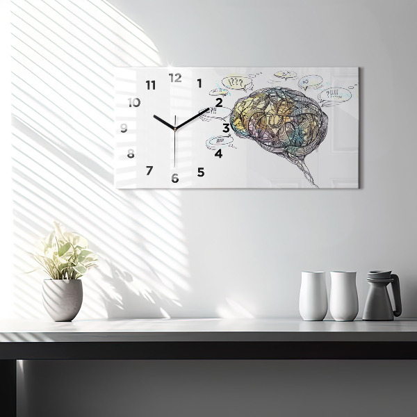 Horizontal wall clock Artistic representation of the brain