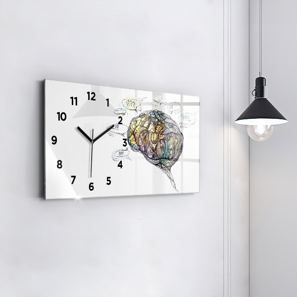 Horizontal wall clock Artistic representation of the brain