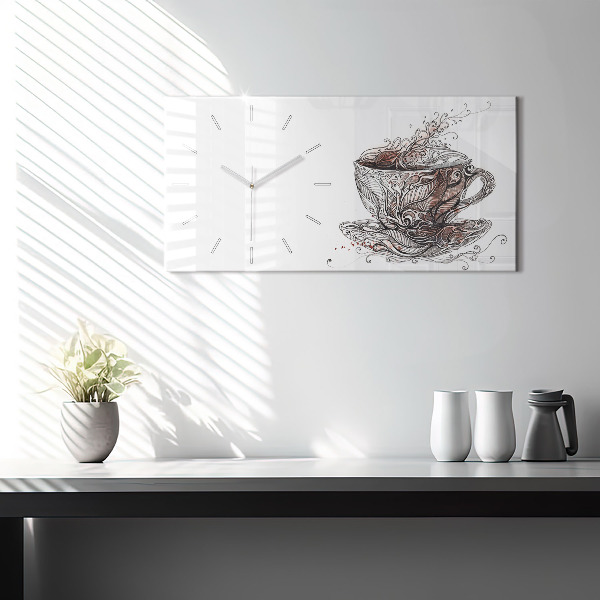 Horizontal wall clock Cup of Coffee