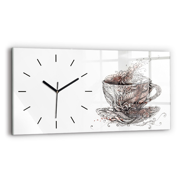 Horizontal wall clock Cup of Coffee