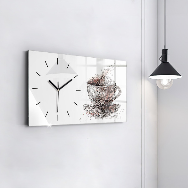 Horizontal wall clock Cup of Coffee
