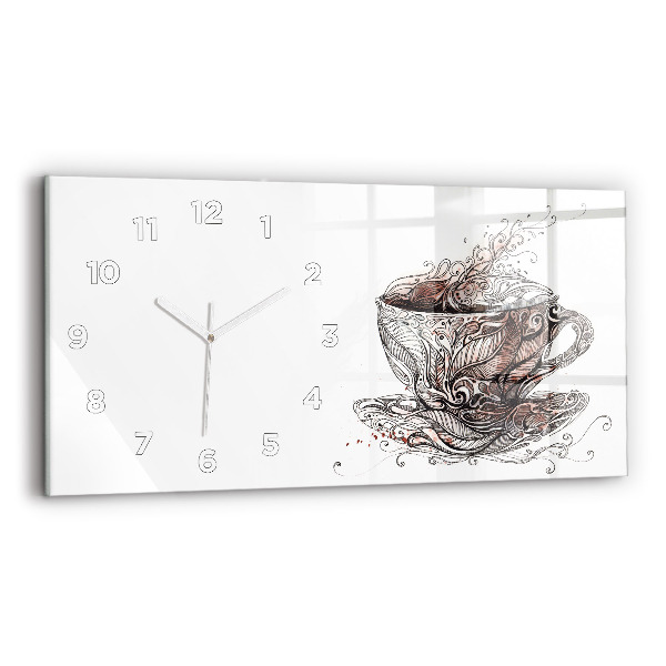 Horizontal wall clock Cup of Coffee