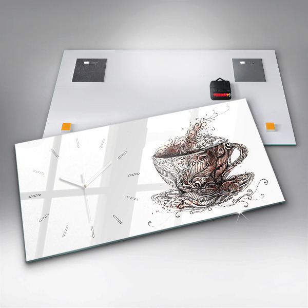 Horizontal wall clock Cup of Coffee