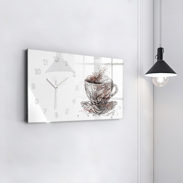 Horizontal wall clock Cup of Coffee