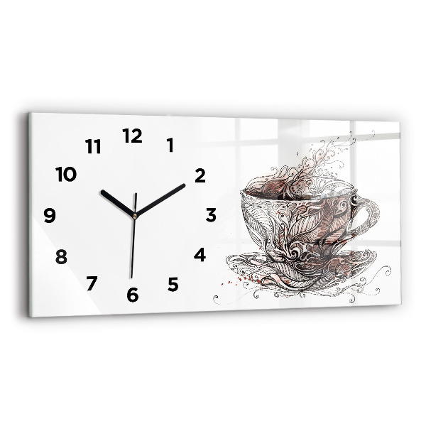 Horizontal wall clock Cup of Coffee