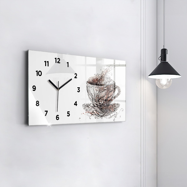 Horizontal wall clock Cup of Coffee