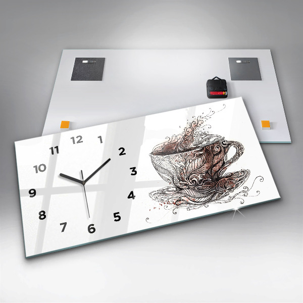 Horizontal wall clock Cup of Coffee