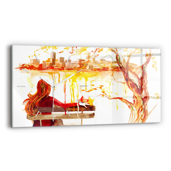 Horizontal wall clock Autumn Landscape