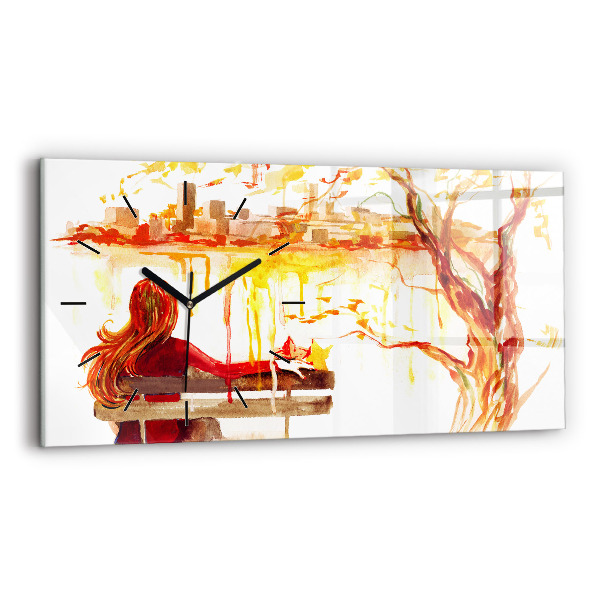Horizontal wall clock Autumn Landscape