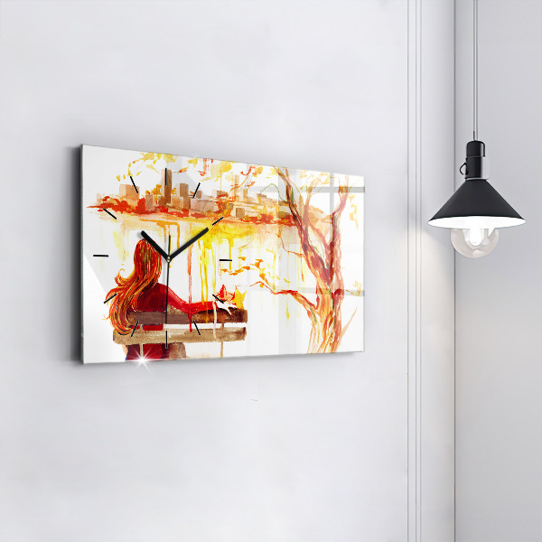 Horizontal wall clock Autumn Landscape