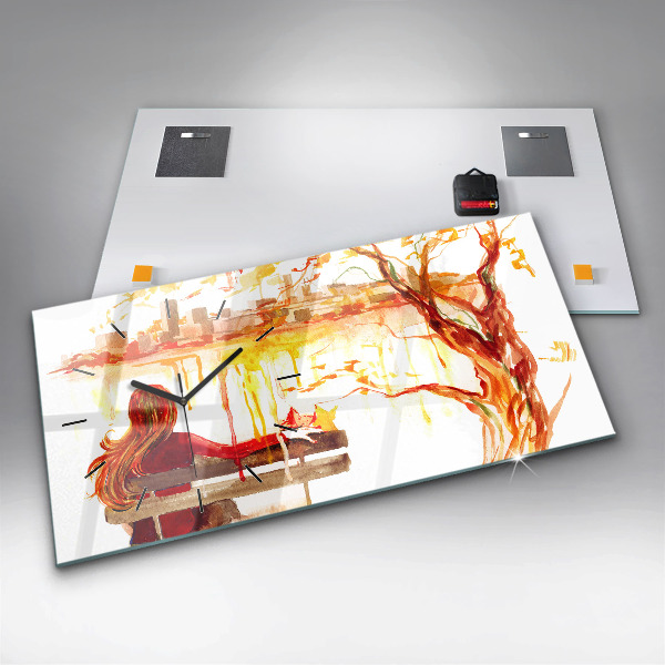 Horizontal wall clock Autumn Landscape