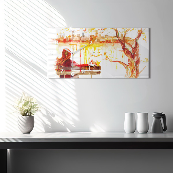 Horizontal wall clock Autumn Landscape