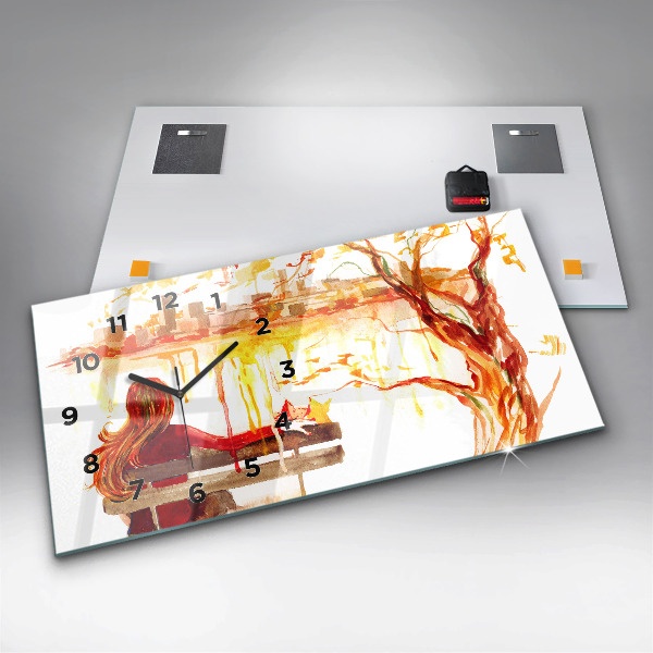 Horizontal wall clock Autumn Landscape