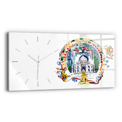 Horizontal wall clock Buddha painting in the temple